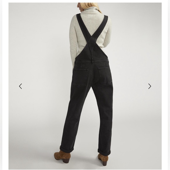 Silver straight leg denim overalls - Picture 2 of 3